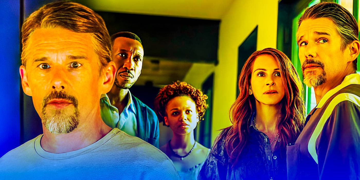 Этан Хоук, Махершала Али, Миха'ла и Джулия Робертс в фильме «Оставьте мир позади».