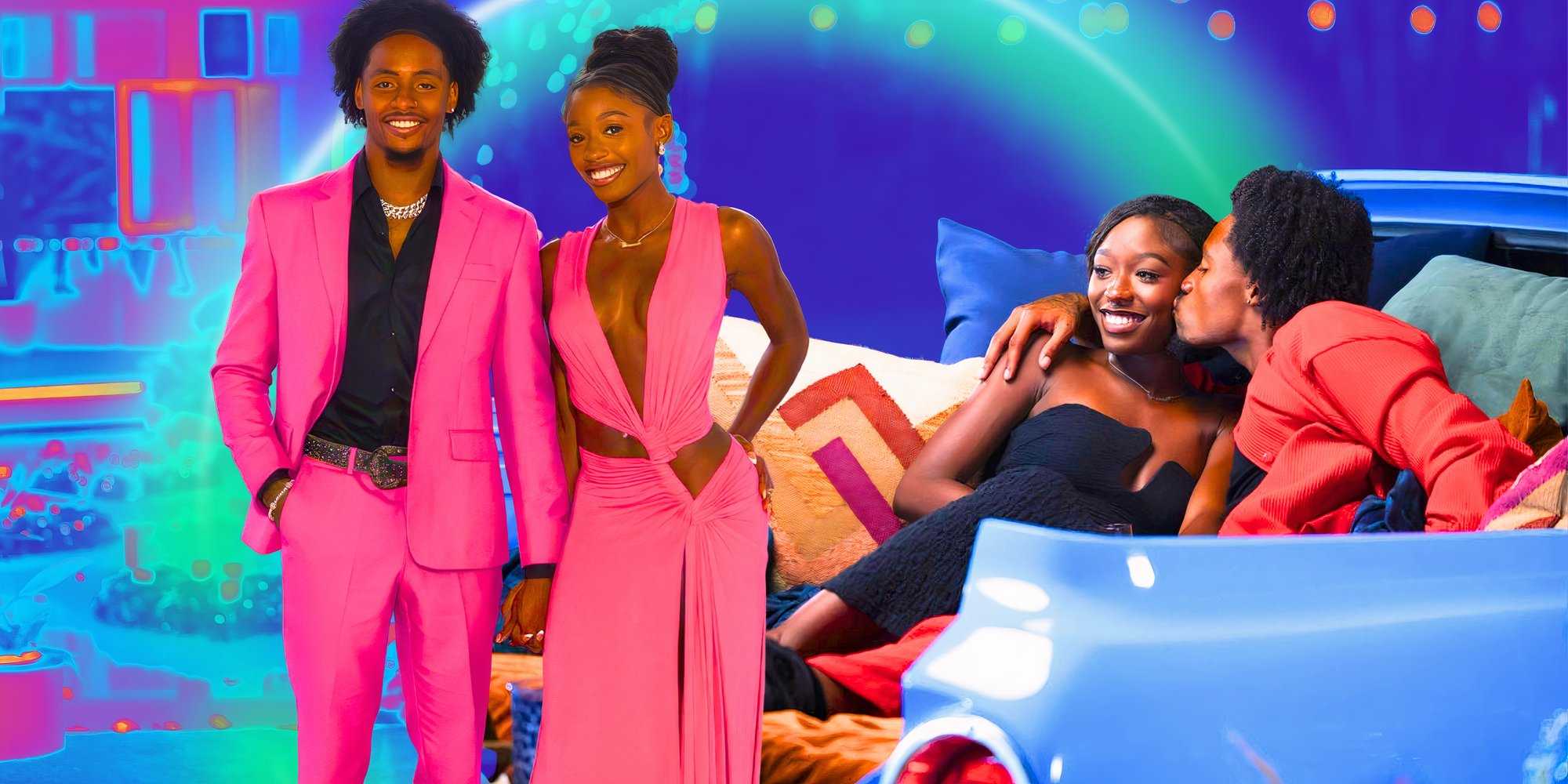 монтаж с Сераной и Корделлом, где пара улыбается, и на другом снимке