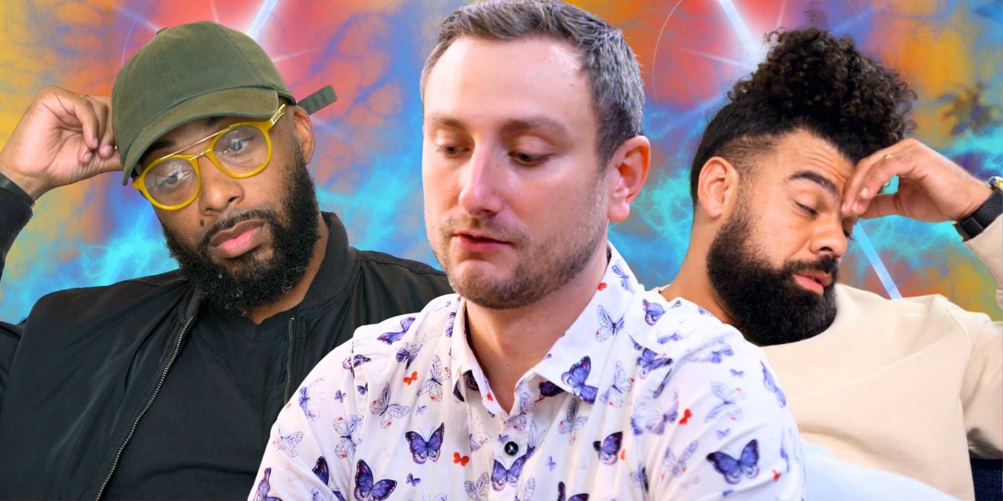 Икечи Ожоре, Эллен Словик и Дэвид Тримбл в программе "Married at First Sight" с измученными выражениями лиц