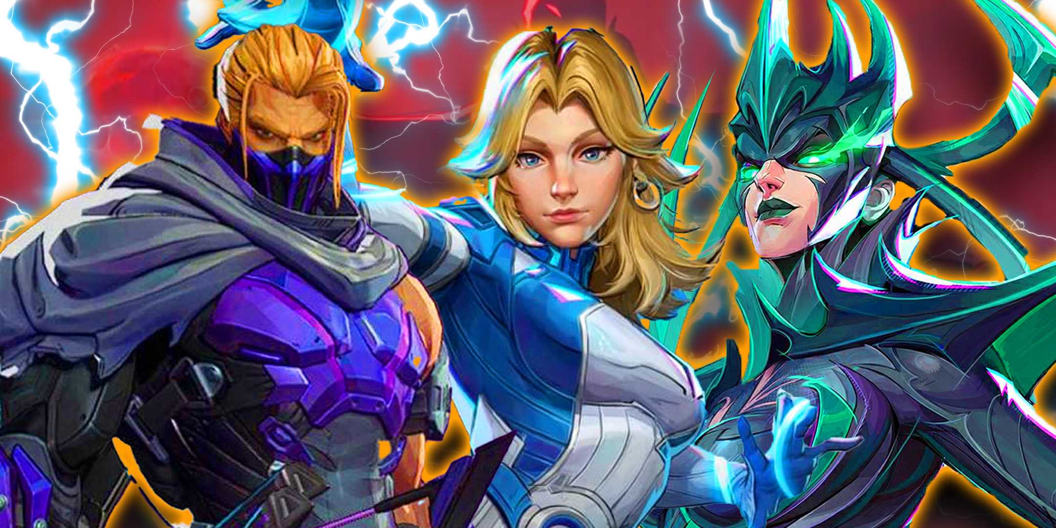 MArvel Rivals Season 1 Storm рядом с Hawkeye и Hela.