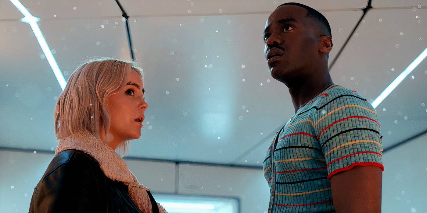 Руби Сандей и Доктор 15 наблюдают, как идет снег в "Докторе Кто".