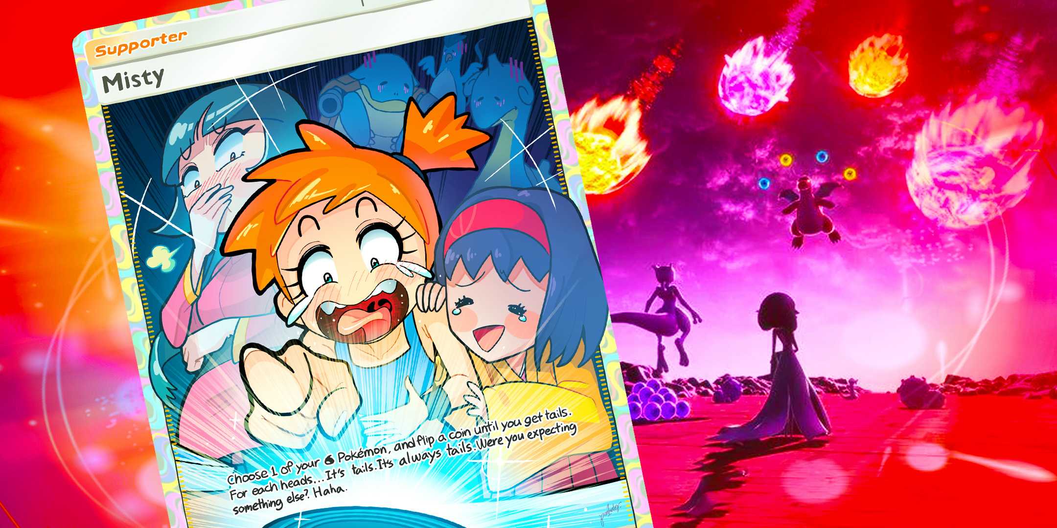Мисти подбрасывает монетку, всегда выпадает решка, и деки Dragonite stall из Pokémon TCG