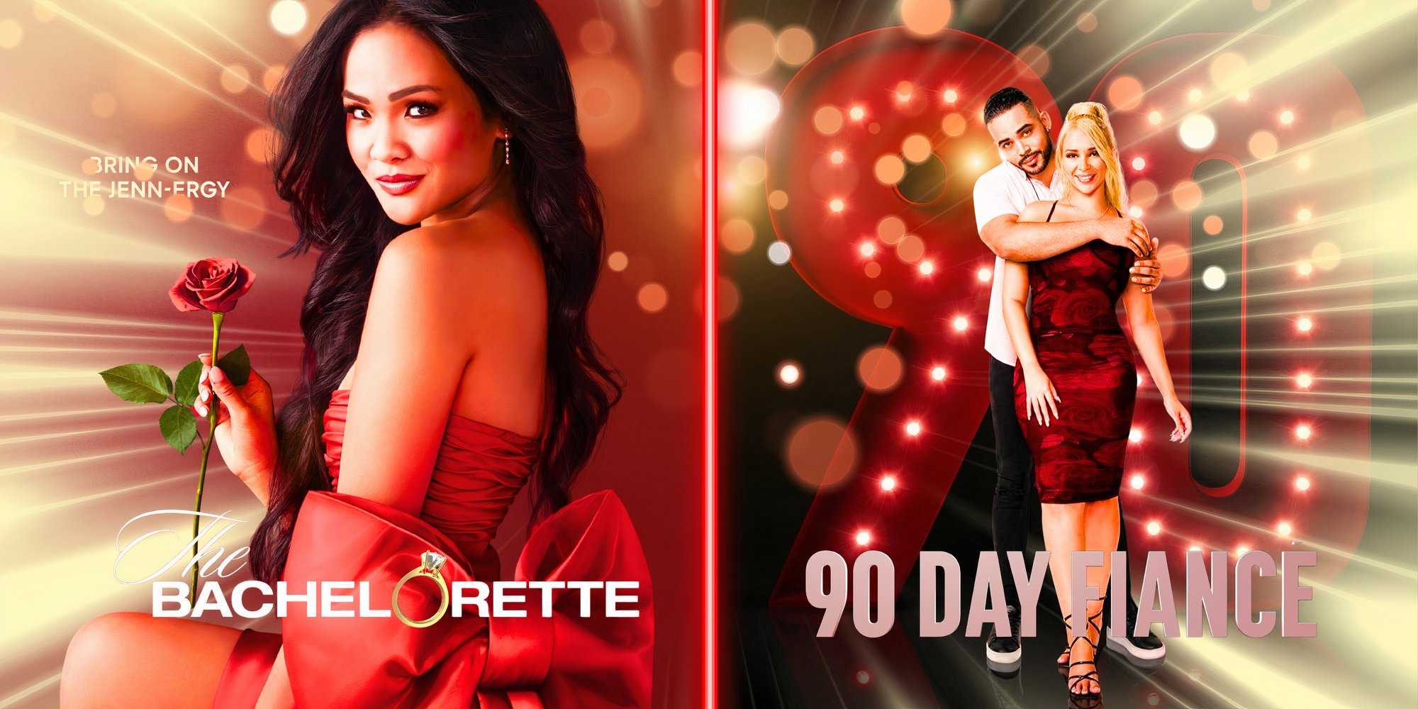 композиция из "The Bachelorette" и "90 Day Fiance" со разделенными изображениями