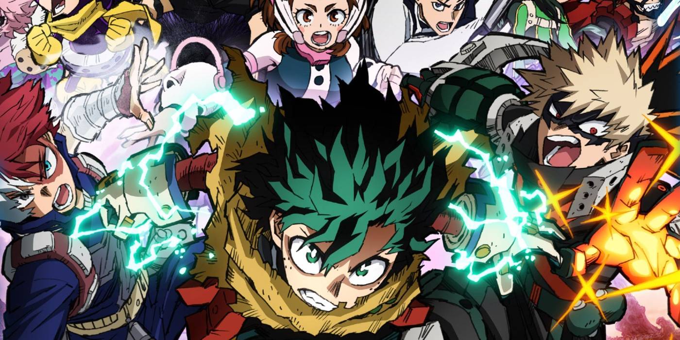 Все ученики класса 1-A из "My Hero Academia" выглядят агрессивно и готовы к атаке на постер фильма "You're Next".