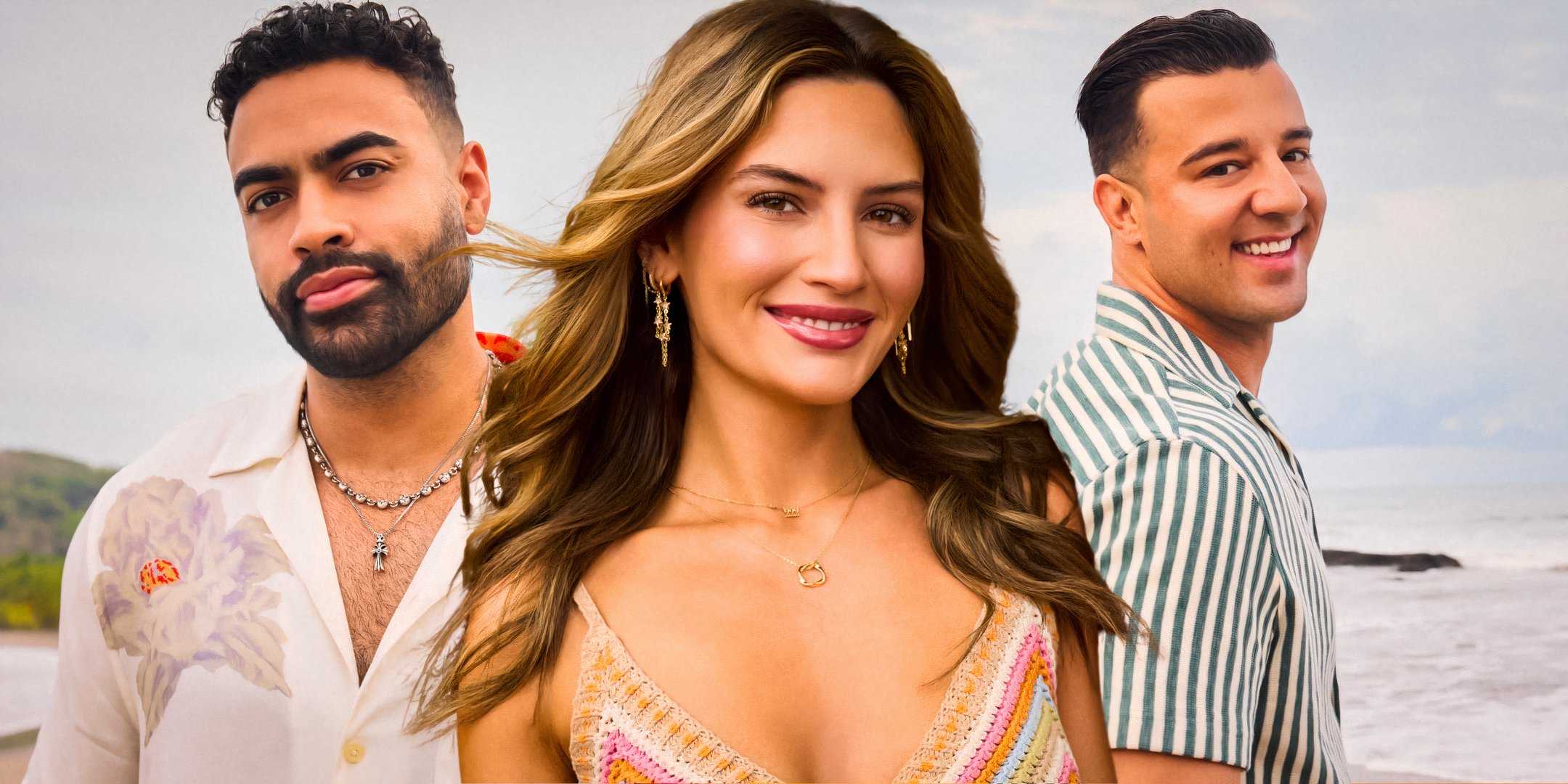 Коллаж с участниками 10-го сезона "The Bachelor in Paradise": Джастин Глейз, Кэт Изо и Брайан Аутс