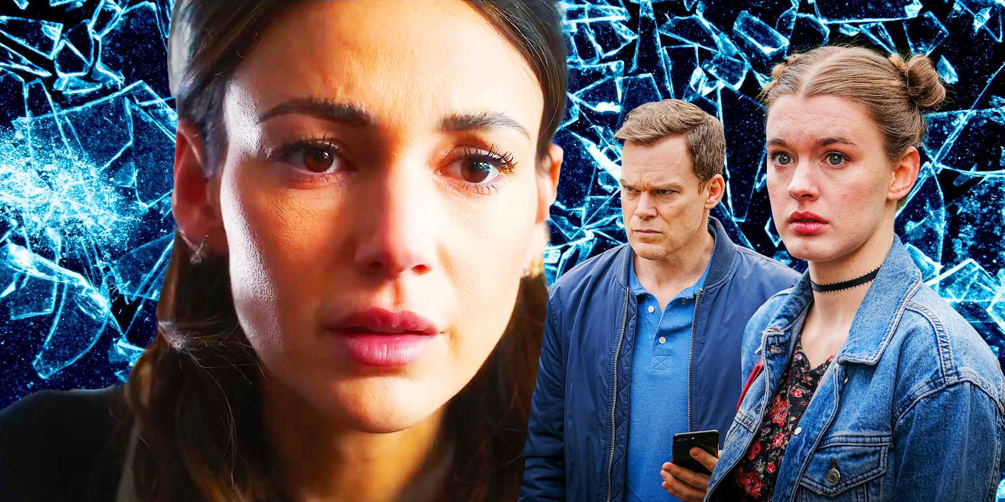 Смешанное изображение Майи Стерн (Мишель Кеган) из Fool Me Once и персонажей из Safe