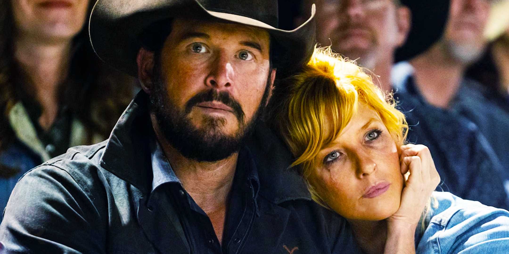Кол Хайзер в роли Рипа и Келли Райли в роли Бет в "Yellowstone"