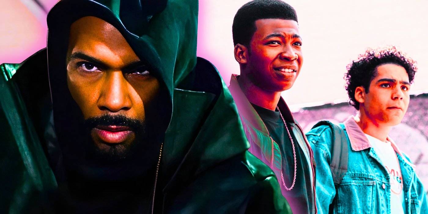 Омари Хардвик в роли Джеймса Сент-Патрика, также известного как Ghost в Power, с кадром из Power Book III Raising Kanan позади