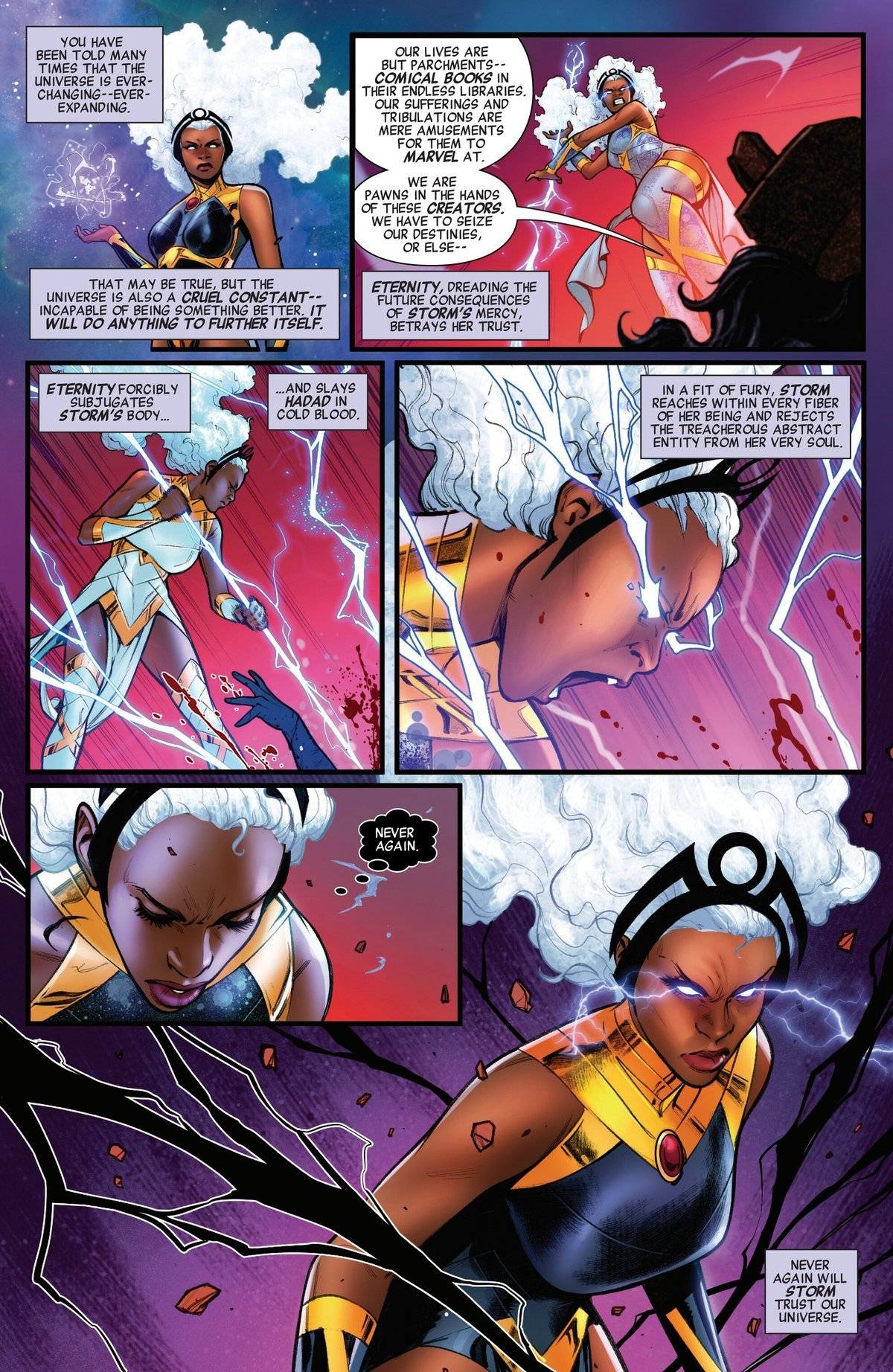 Ороро Мюр заявляет о себе как о "Едочке Богов" и "Омеге из Омег" в *Storm* #12