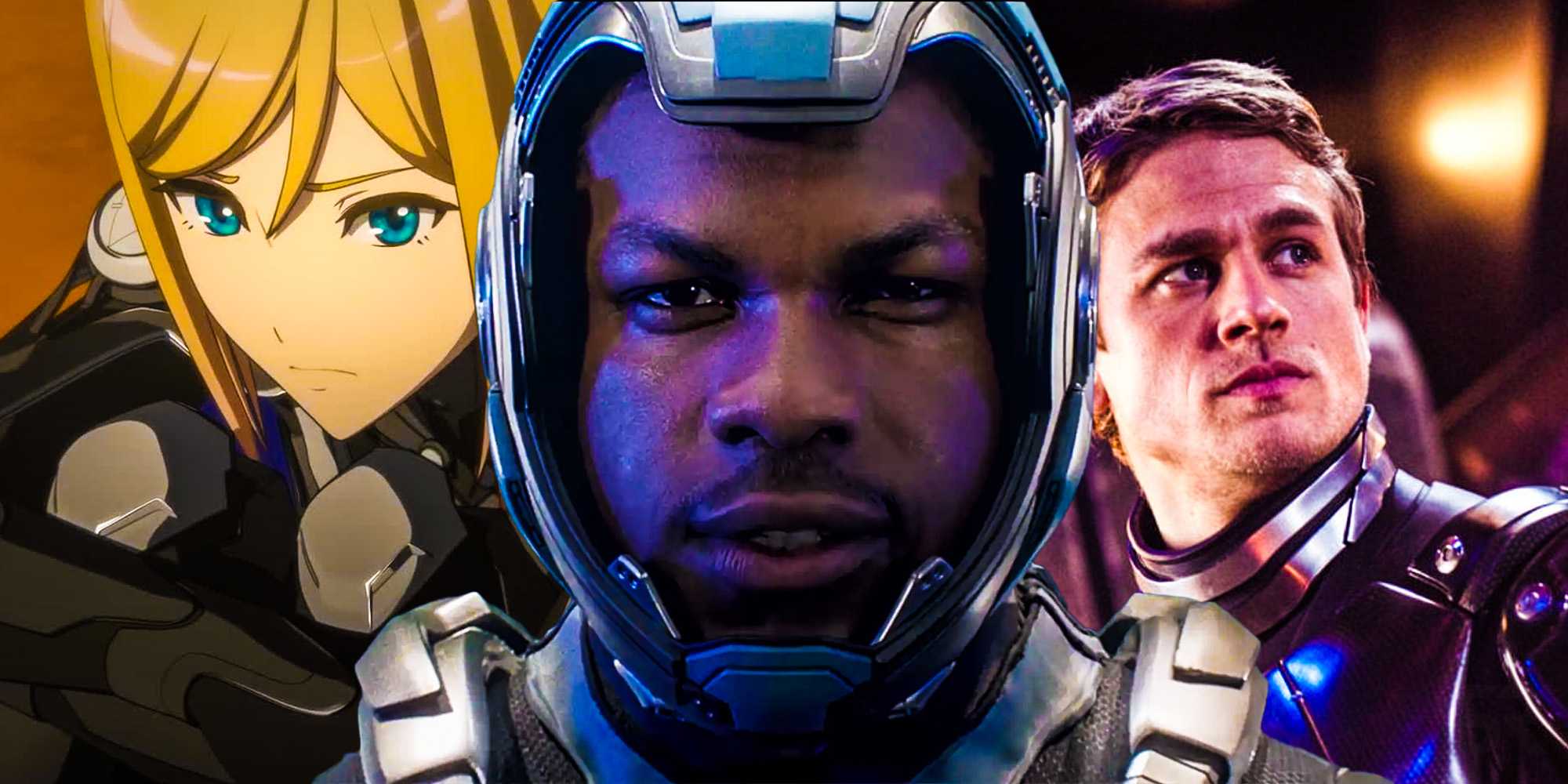 Коллаж из фильма "Pacific Rim" с участием "The Black", Джона Бойеги и Чарли Ханнэма