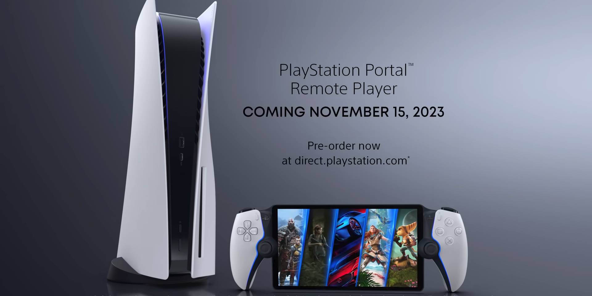 Скриншот из трейлера PlayStation Portal, показывающий консоль PS5 рядом с PlayStation Portal.