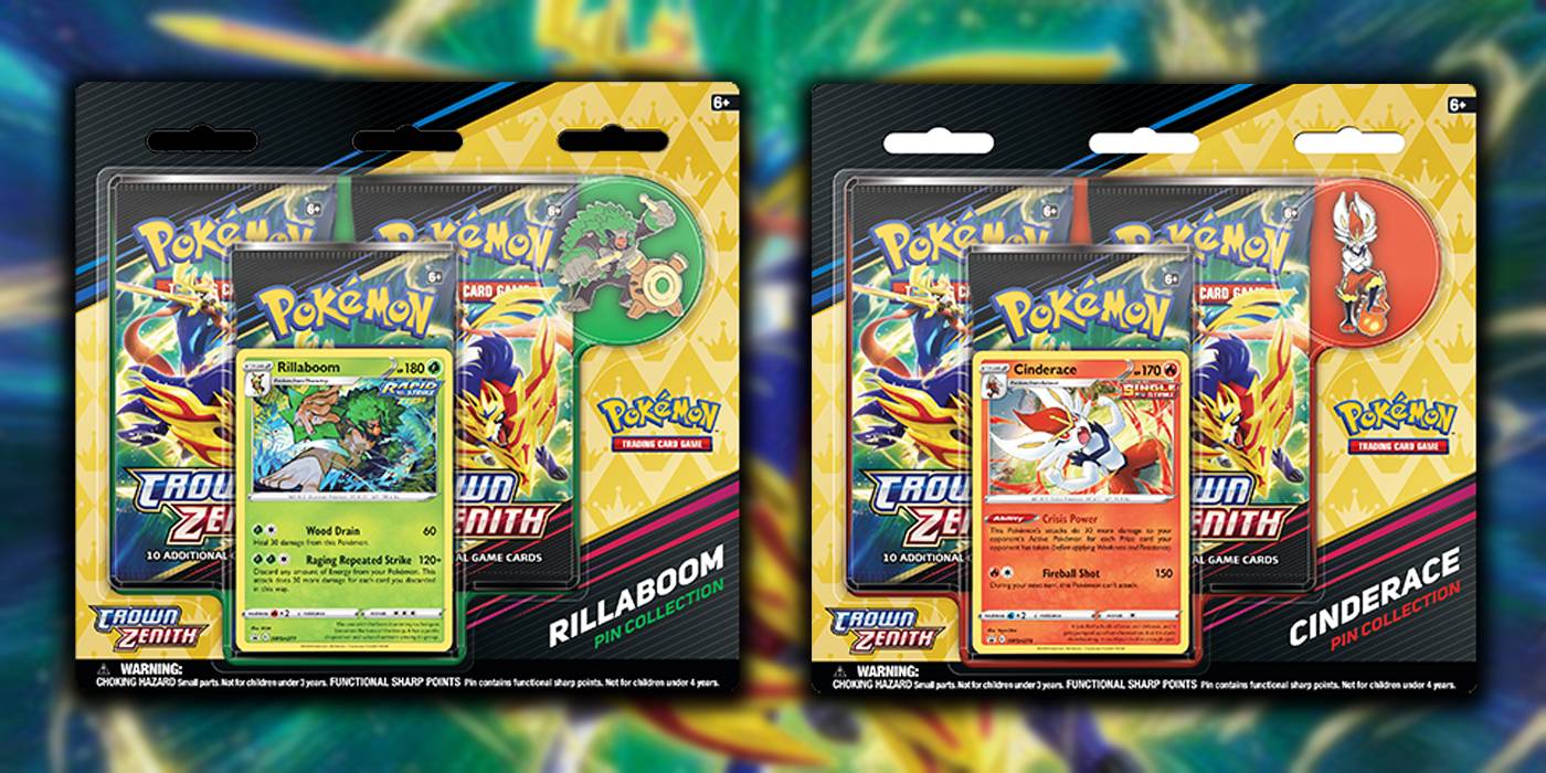 Screenshot коллекции значков Pokémon TCG Crown Zenith: Rillaboom, Cinderace, Inteleon