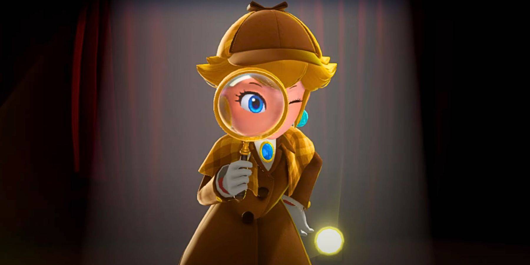 Принцесса Пейч в роли Детектива Пейч, выполняющая детективную работу в Princess Peach Showtime