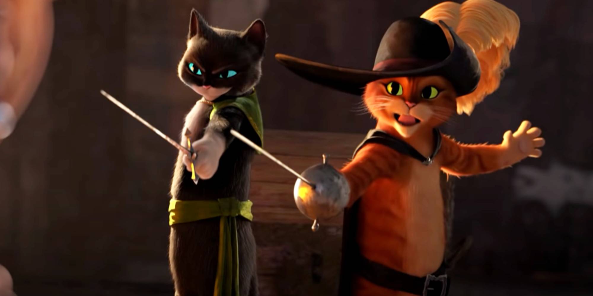 Кот в сапогах: Последнее желание. Сальма Хейек и Антонио Бандерас в роли Китти Софтпау и Кота в сапогах