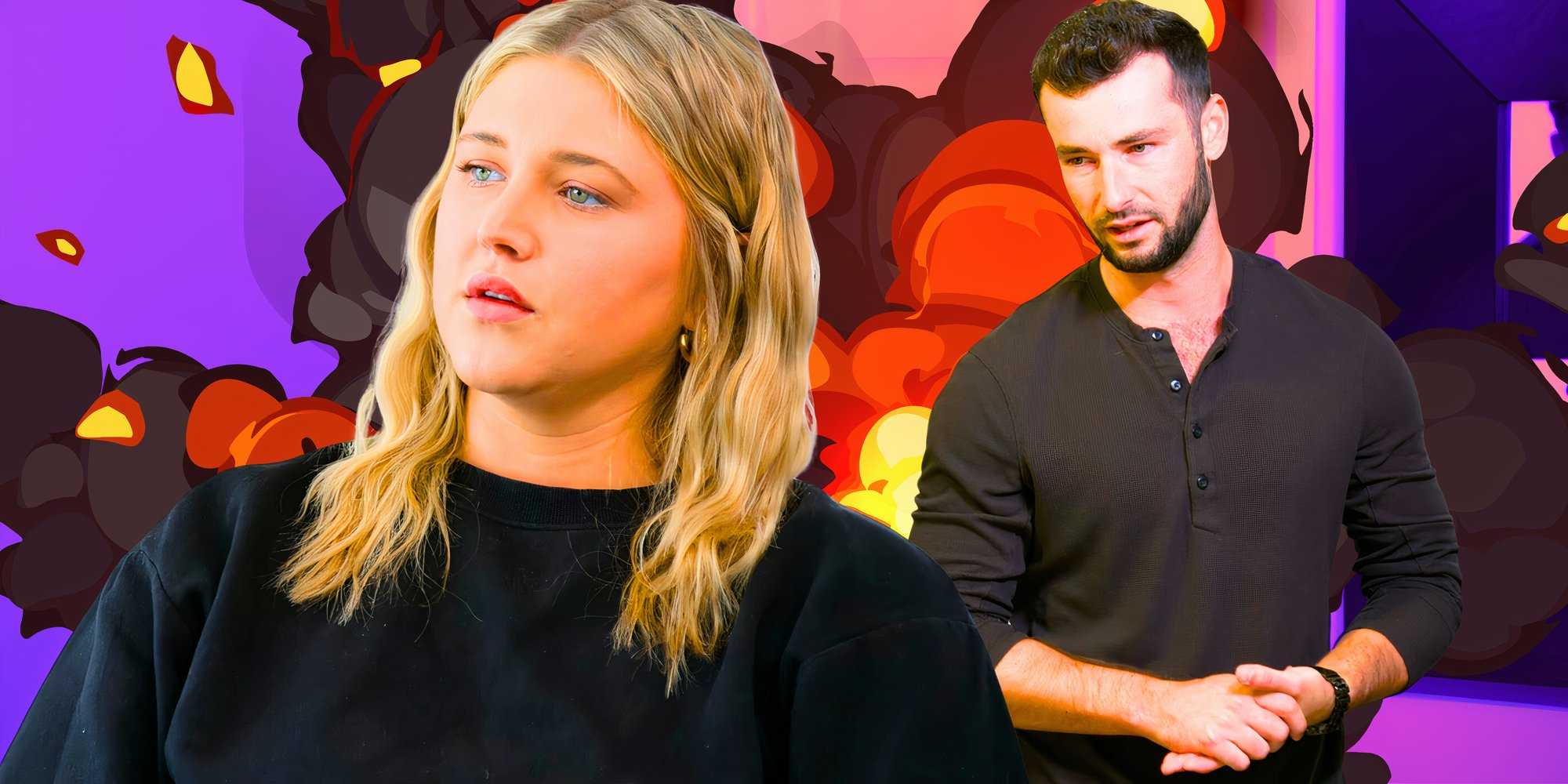 Сезон 7 "Love is Blind" Ник Дорка и Ханна Джилес с жутким костюмом на Хэллоуин, одетые в черное