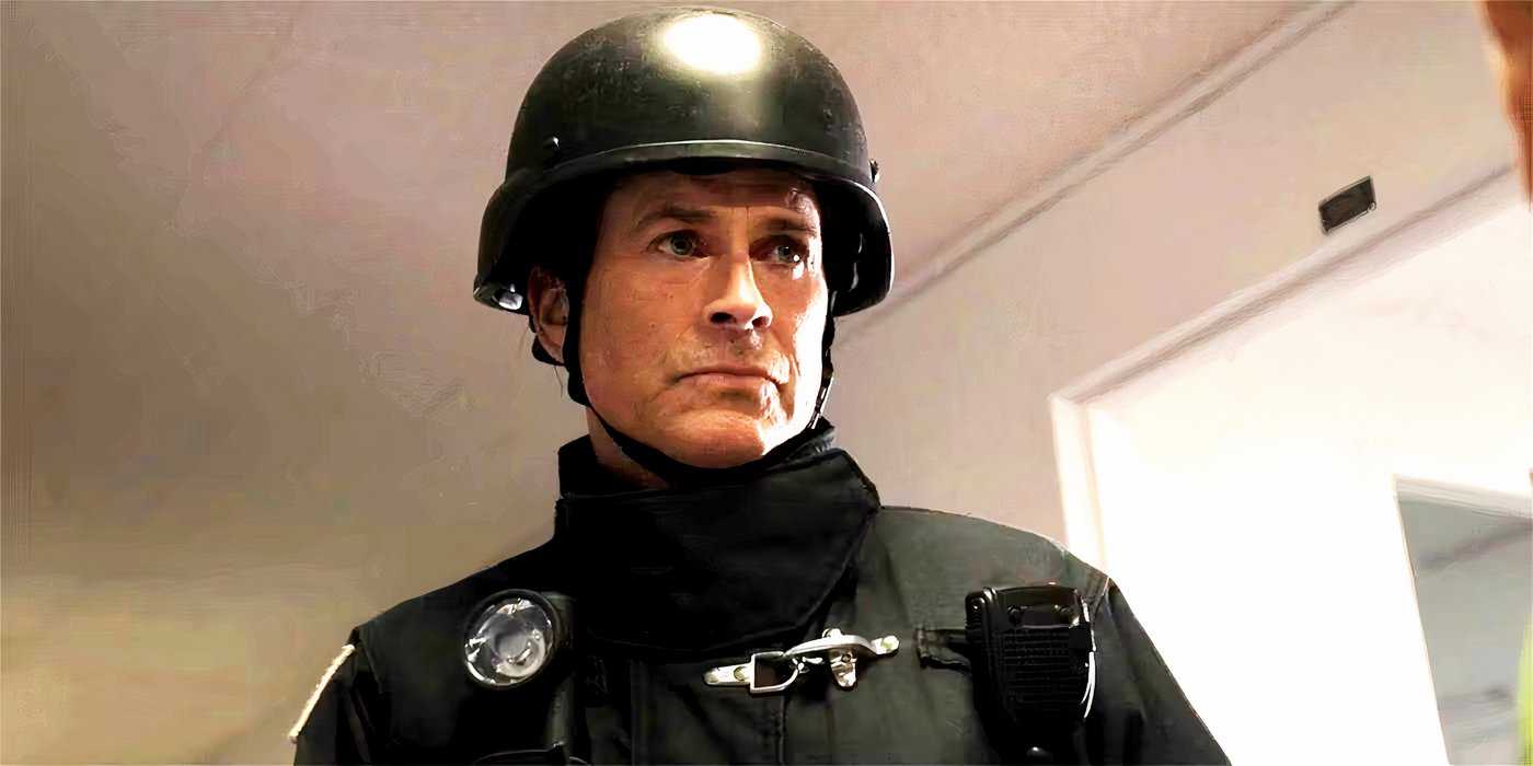 Роб Лоу выглядит решительным, одетый в тактическую форму в 4 сезоне 911 Lone Star