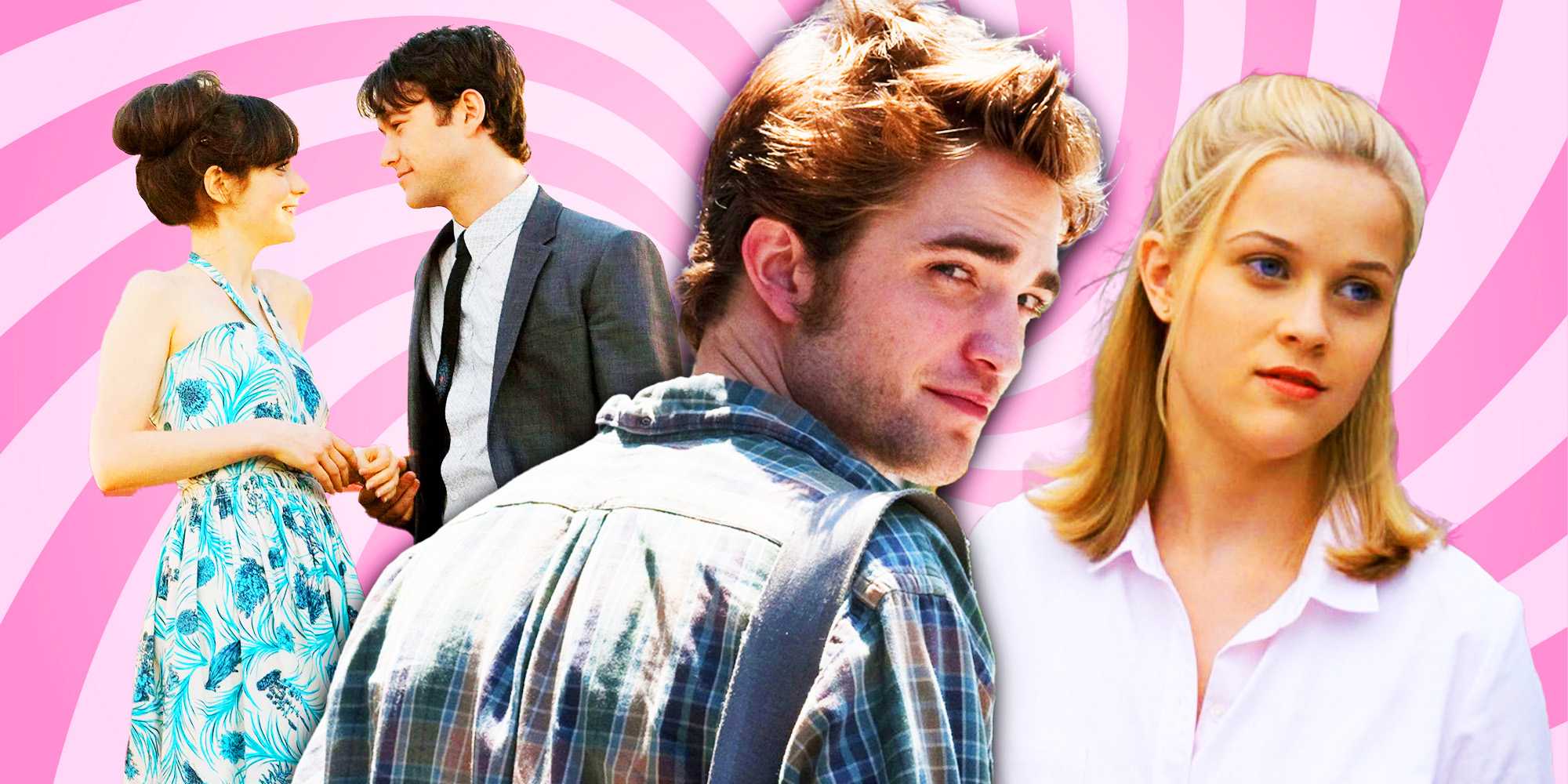 Роберт Паттинсон в фильме "Remember Me", Реese Уитшерспун в фильме "Cruel Intentions" и Том и Сэм в фильме "500 Days of Summer"