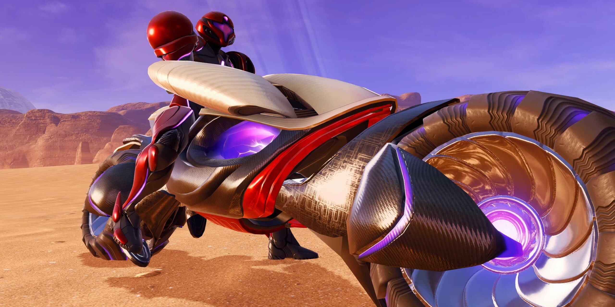 Самус на мотоцикле Vi-O-La в Metroid Prime 4.