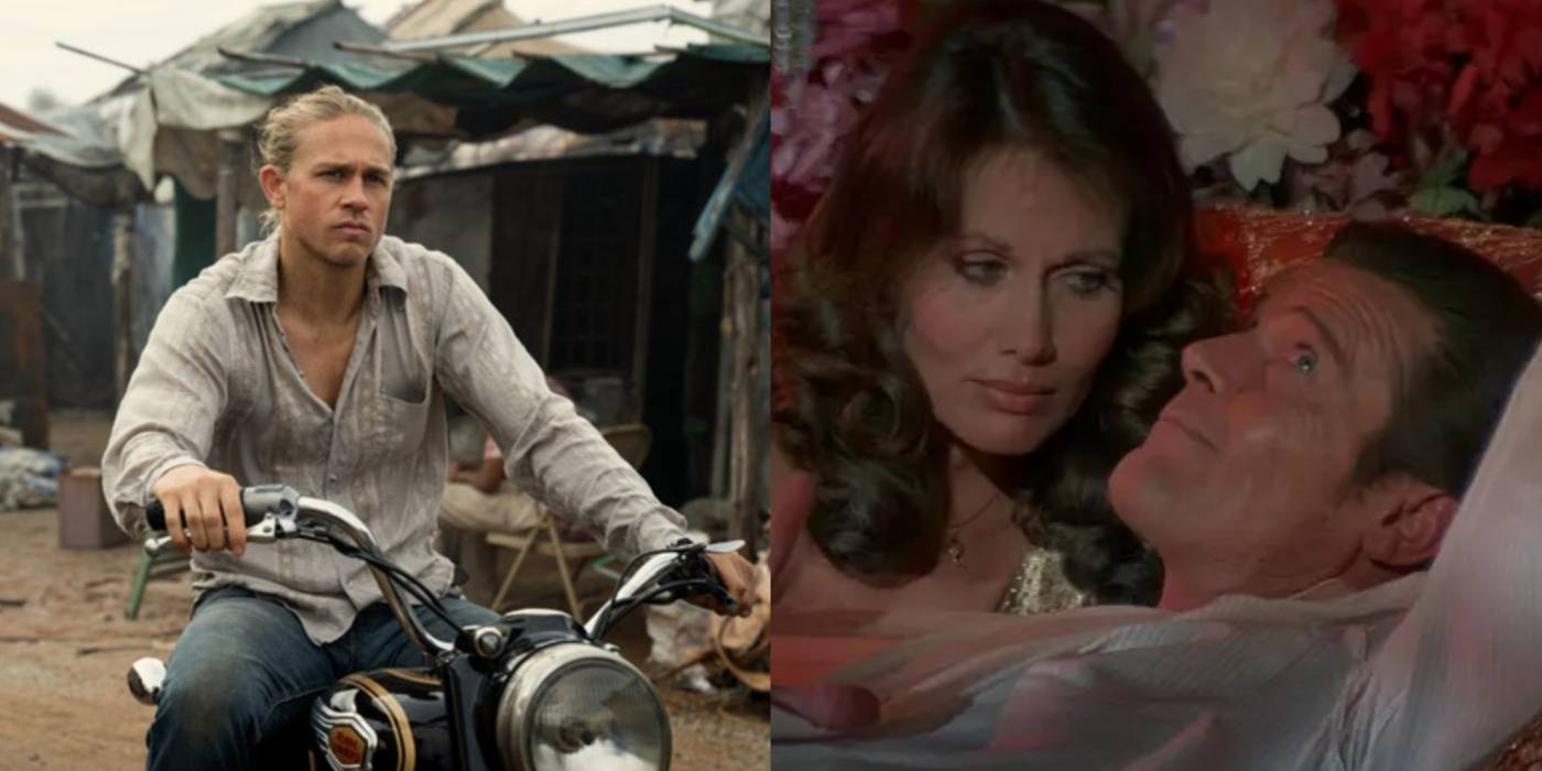 Разделенное изображение, показывающее сцены из "Шантарама" и "Октопуси"