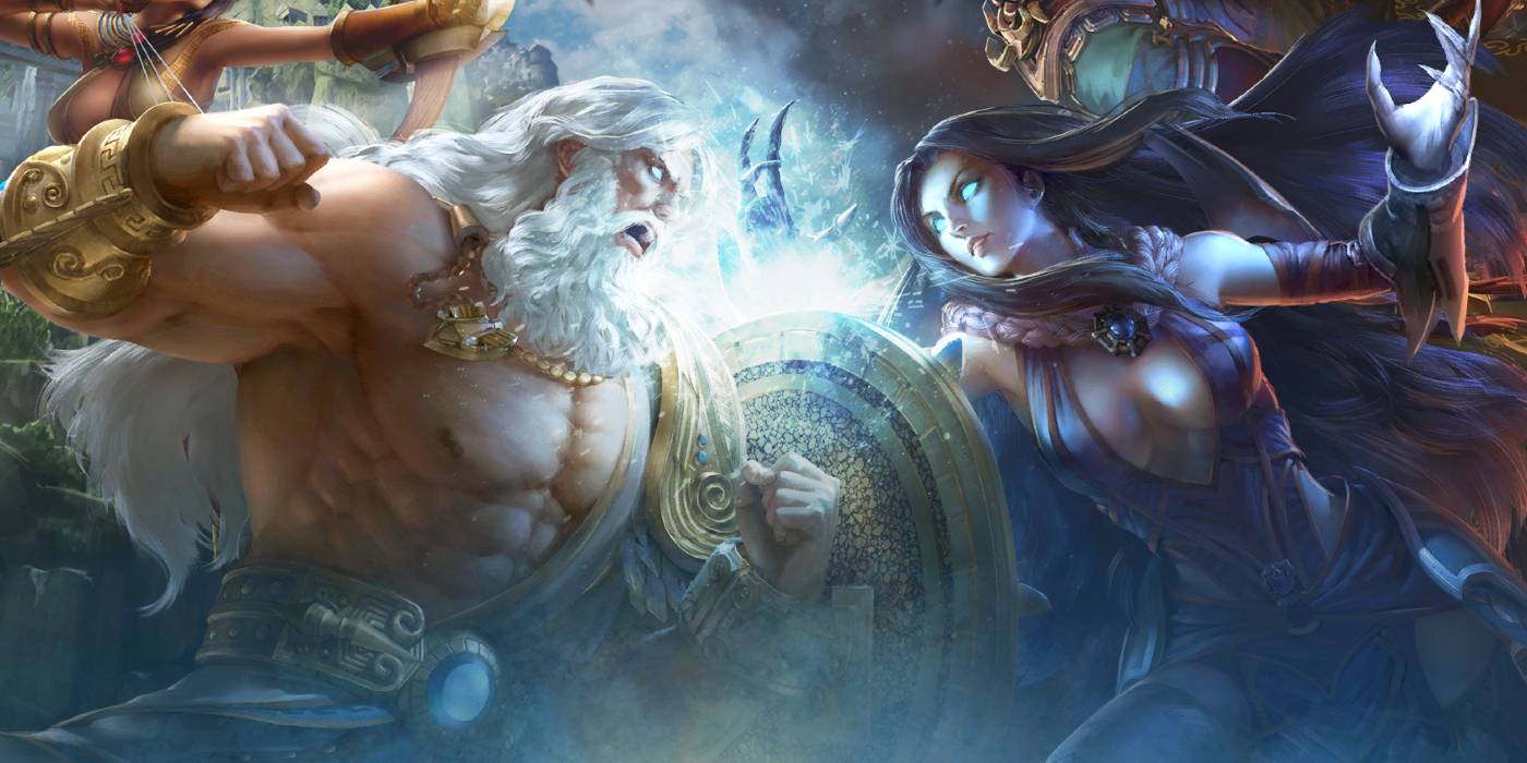 Ткань с изображением богов из игры Smite: Зевс и Гуань Ю