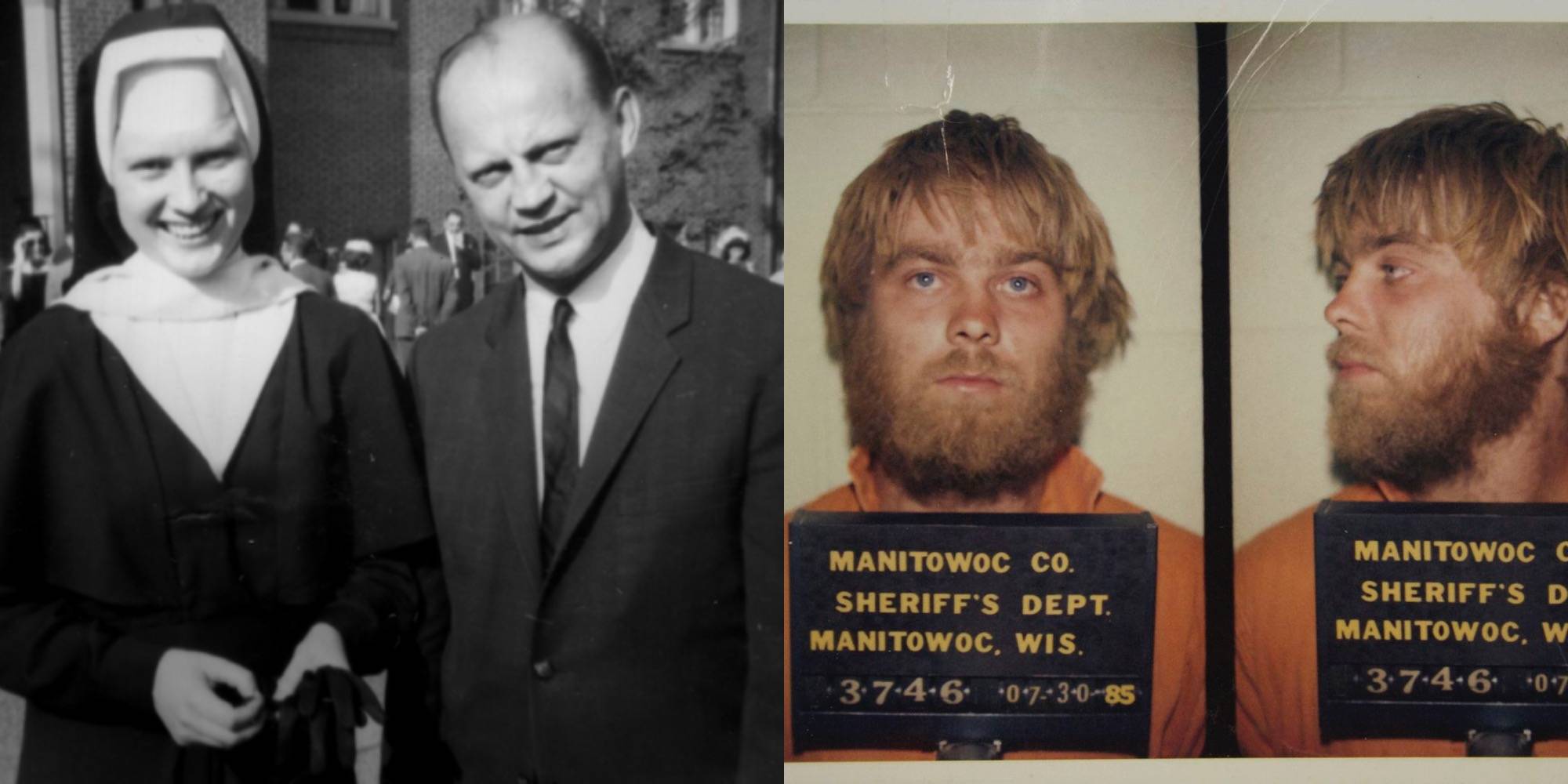 Разделенное изображение из "Making A Murderer" и "The Keepers"