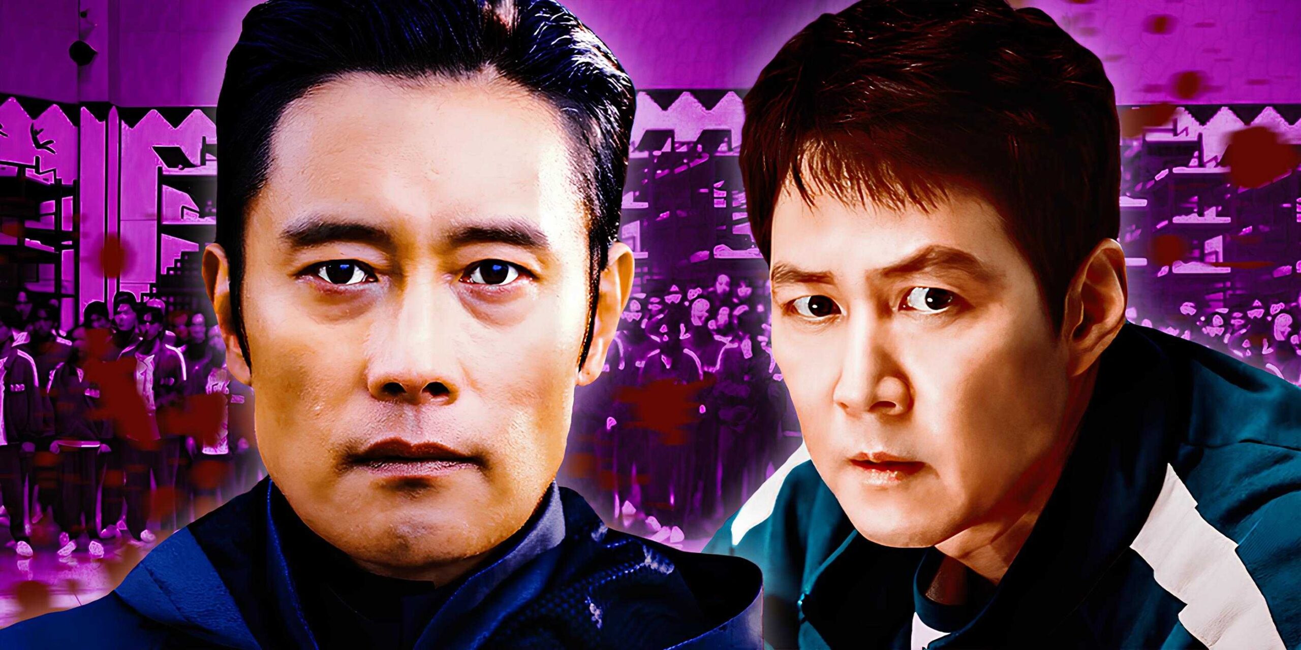 Кастомное изображение Squid Game с Ли Вон-хуном в роли Фронт Мэна и Ли Чун-джо в роли Сонг Ги-хуна