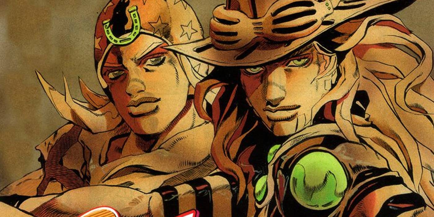 Джонни Джоста и Гиро Зепелли из *Steel Ball Run* в сепии.