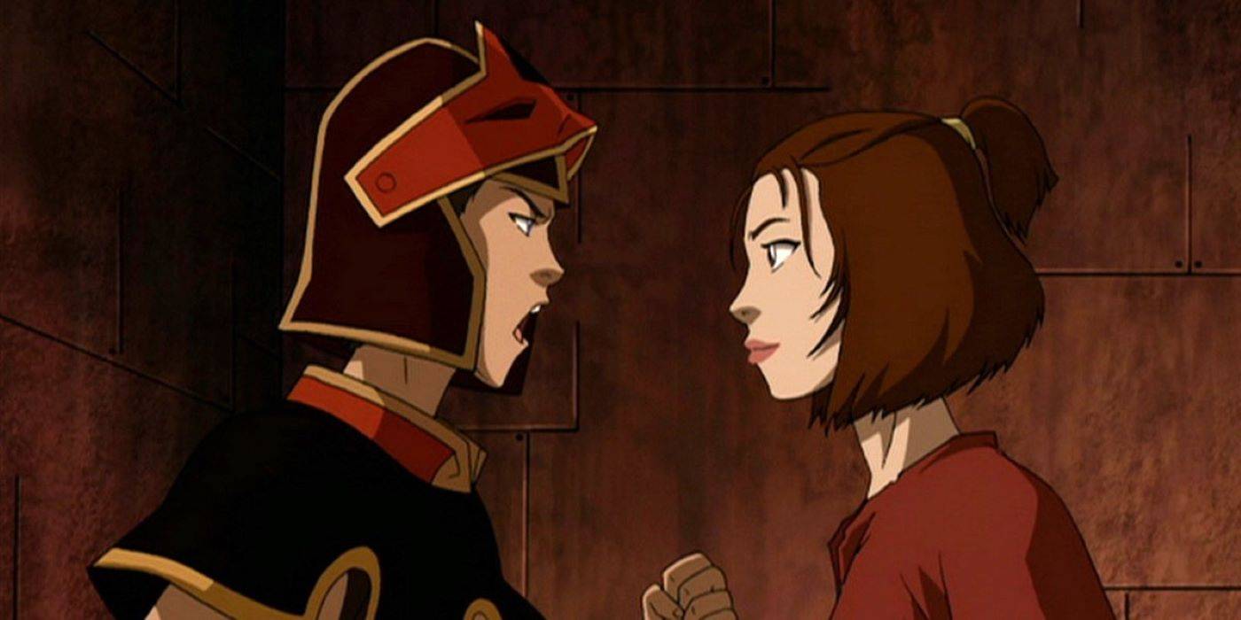 Сокка кричит на Суки в сцене из "Аватар: Легенда об Аанге".