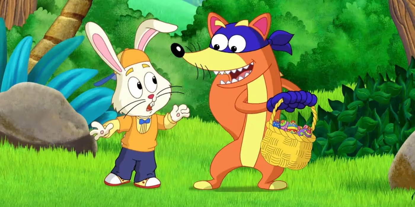 Swiper, который собирает пасхальную корзину в "Дора из Доры"