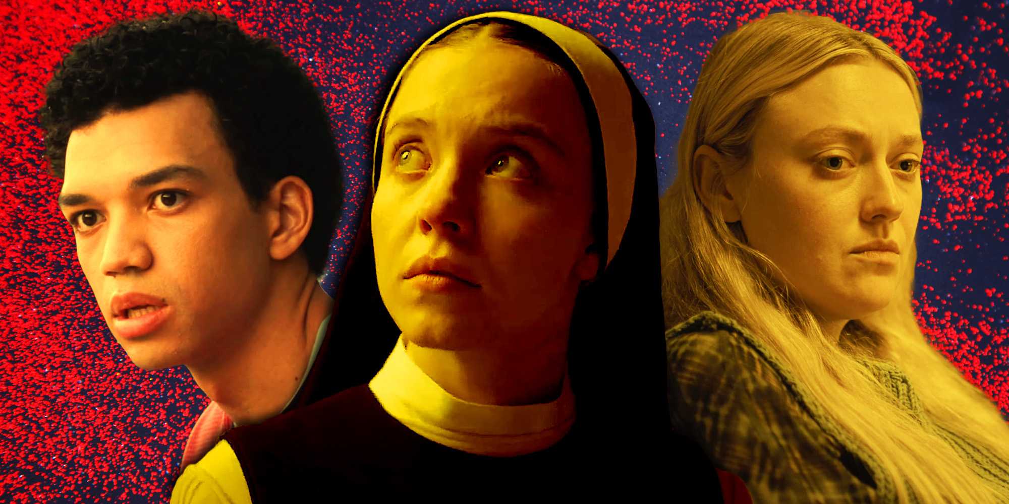 Сидни Свинь из "Immaculate" и Джастис Смит из "I Saw the TV Glow" и Дакота Фаннинг из "The Watchers"