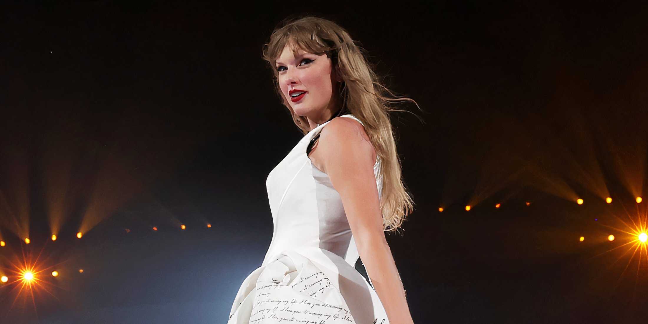 Taylor Swift в своем белом платье для The Tortured Poets Department Eras Tour