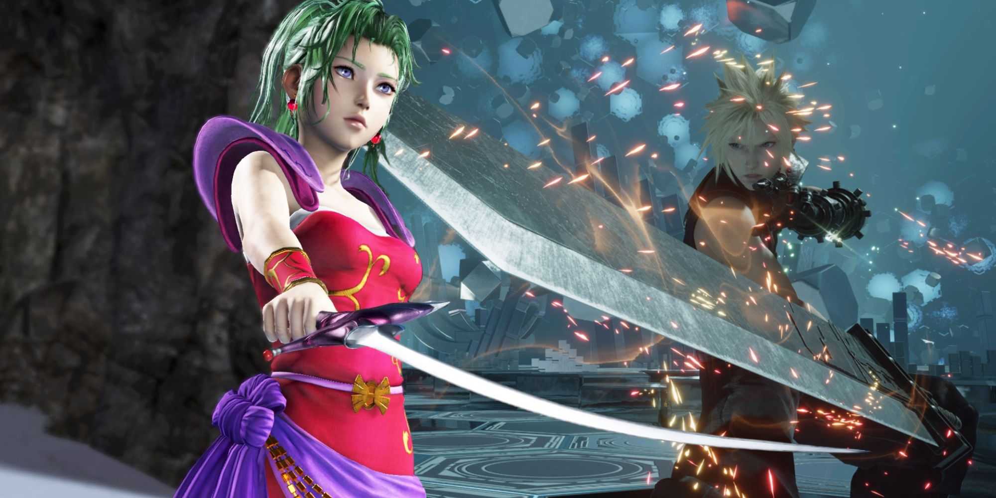 Terra из Dissidia Final Fantasy рядом с Cloud из FF7 Rebirth