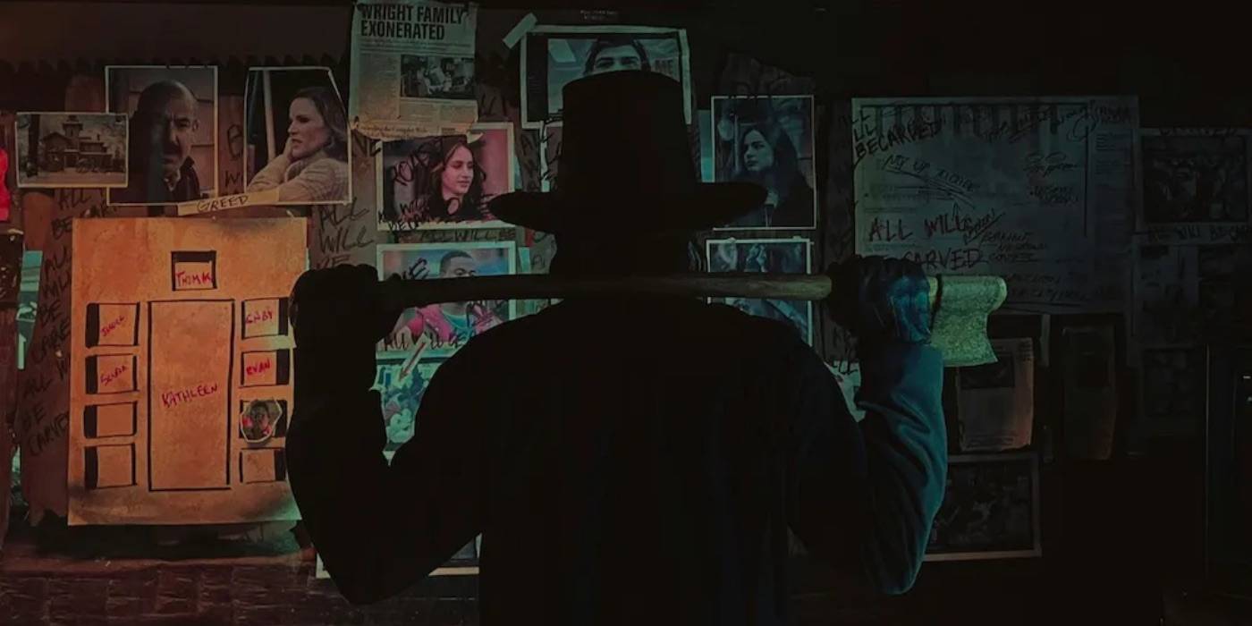 Патрик Демпси в роли Джона Карвера держит топор и планирует свои нападения в "Дне Благодарения"