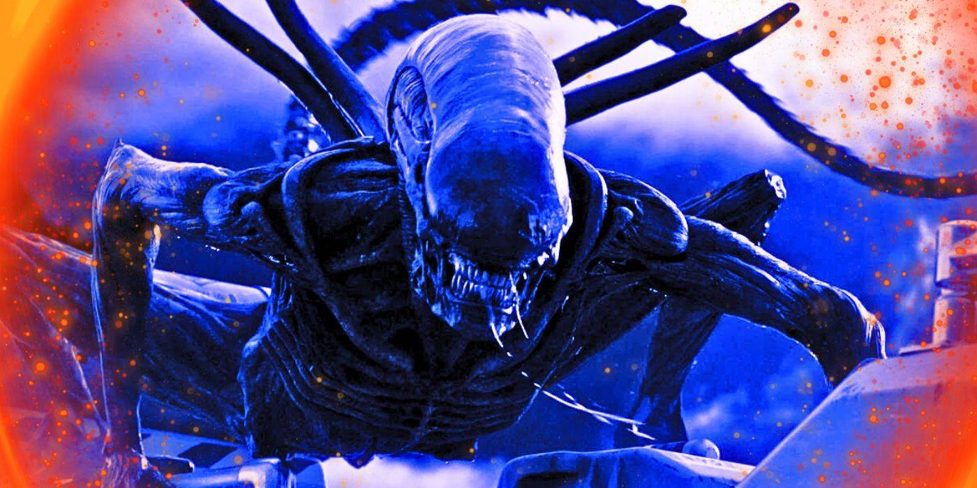 Xenomorph из "Alien" на синем фоне