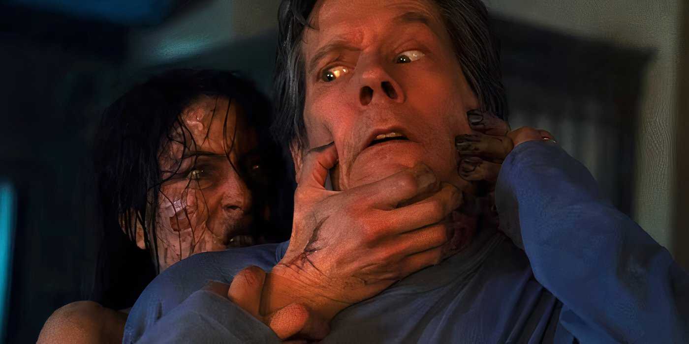 Демон хватает Кевина Бейконса Хаба Холларана сзади в фильме *The Bondsman*