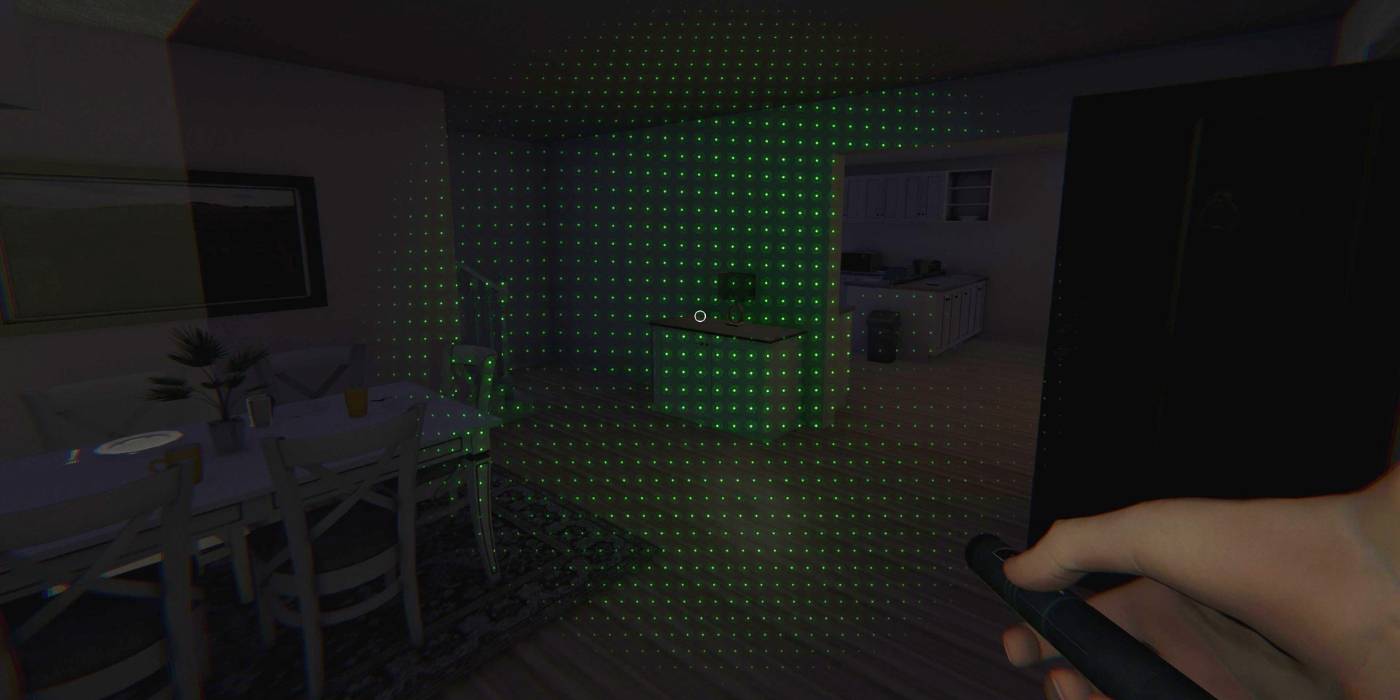 Предмет D.O.T.S., указывающий на стену в Phasmophobia