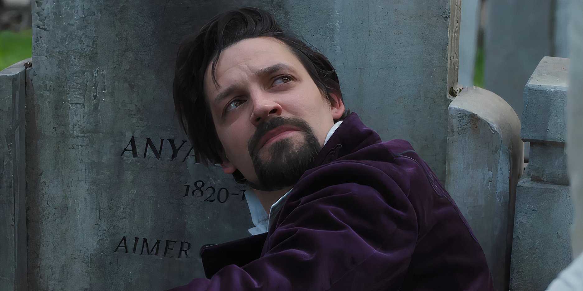 Калум МакГан в роли Викрама Чемберлейна на могиле Эны в "Библиотекари: Следующий эпизод"