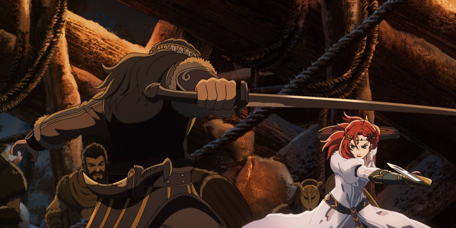 Вульф и Гера сражаются в "Властелин колец: Война Рохиррима".