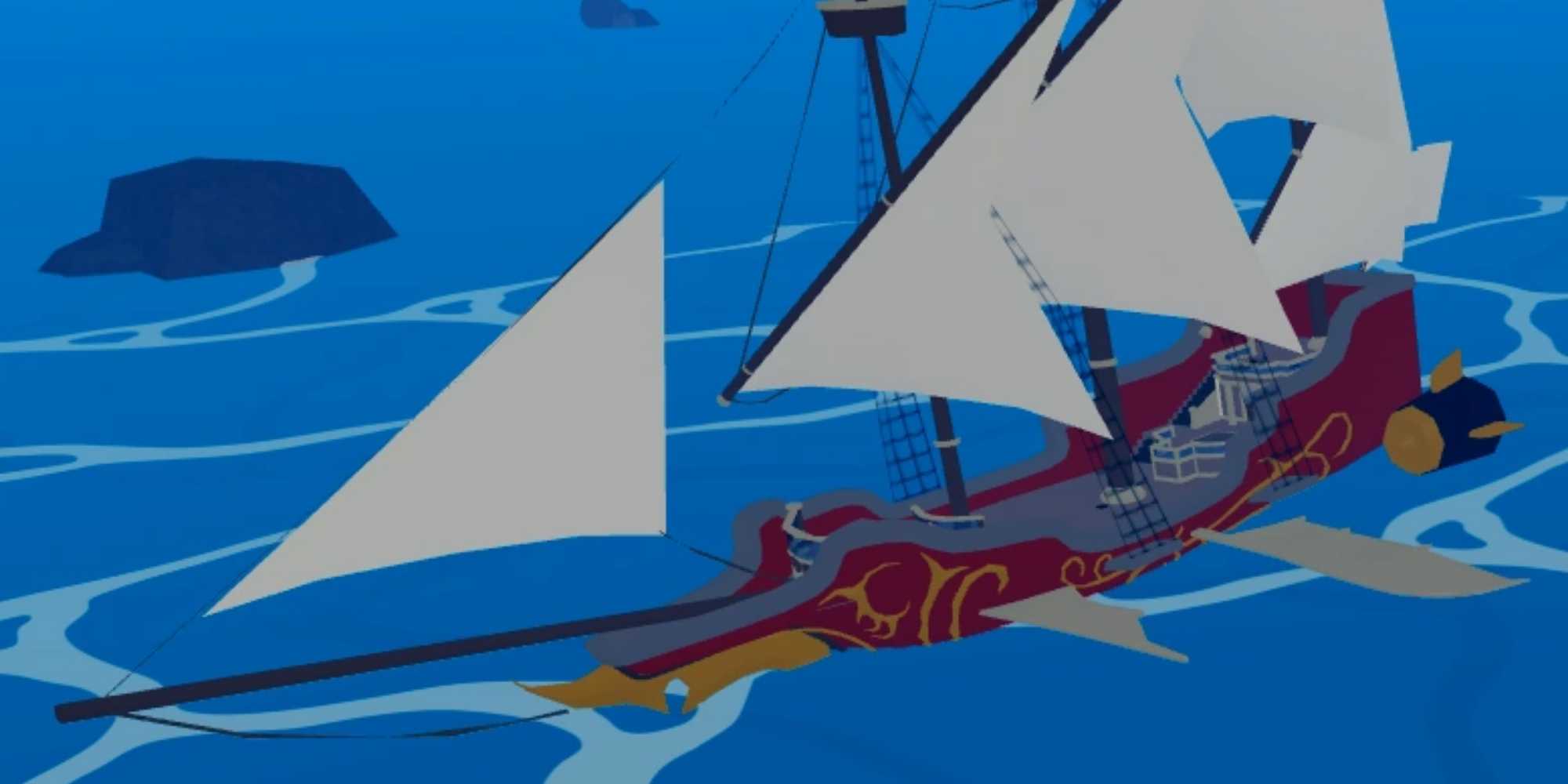 Корабли, плывущие в Roblox игре Blox Fruit