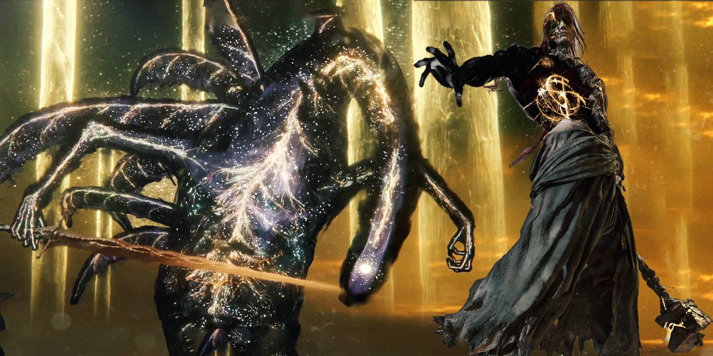 Эльден Бест рядом с Радагоном из Ордена Золотого Порядка.