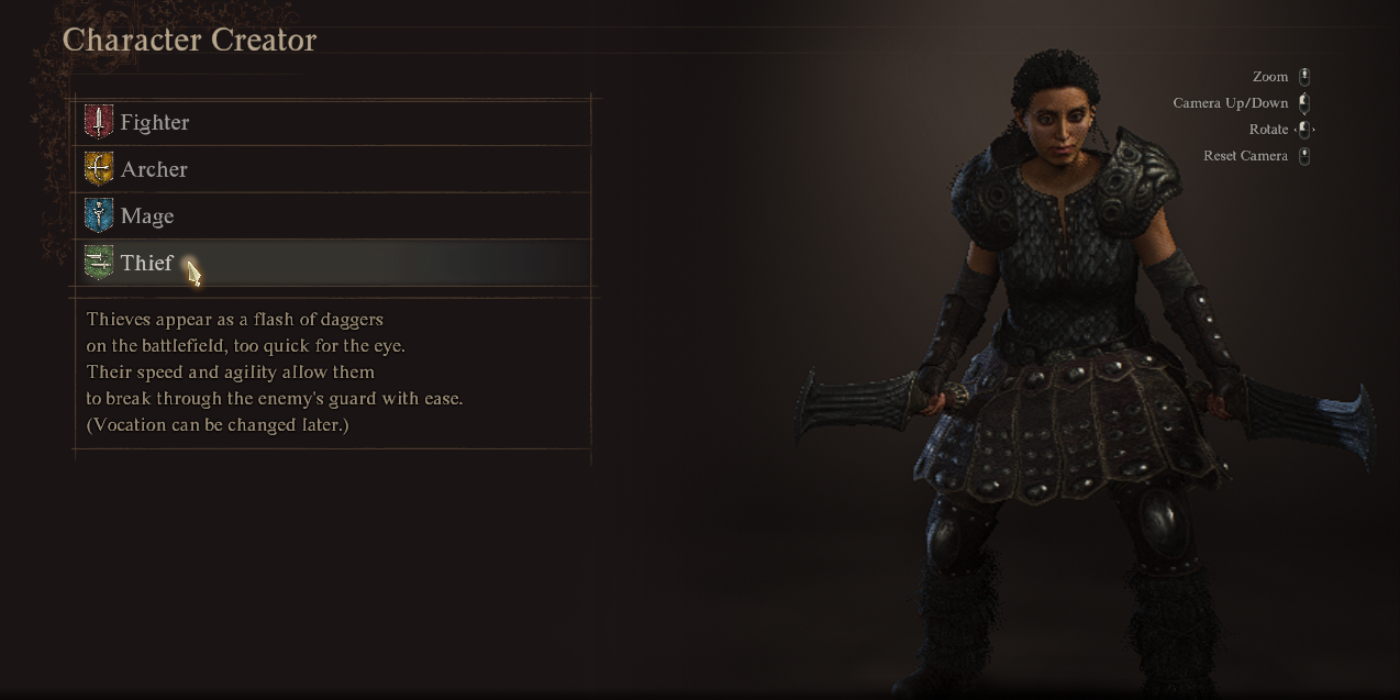 Профессия "Вори" в создании персонажа в Dragon's Dogma 2.