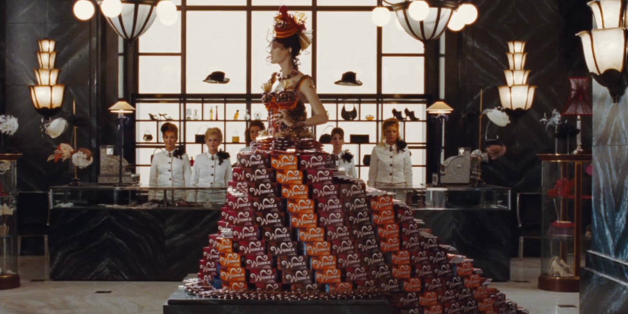 Высота Wonka Bars в фильме "Charlie & The Chocolate Factory"