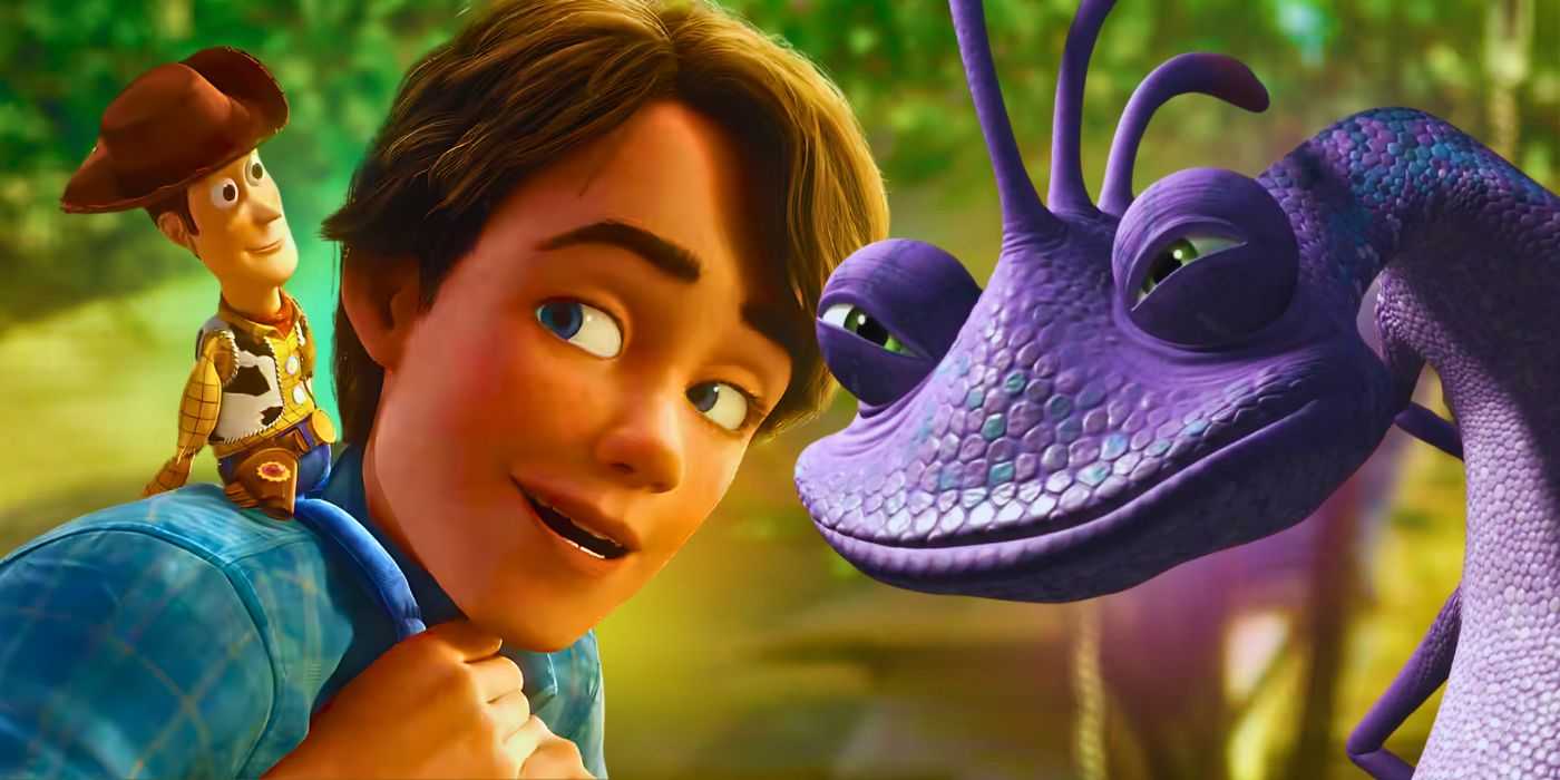 Toy Story 3 Энди с Вуди рядом с Рэндоллом из Monsters Inc.