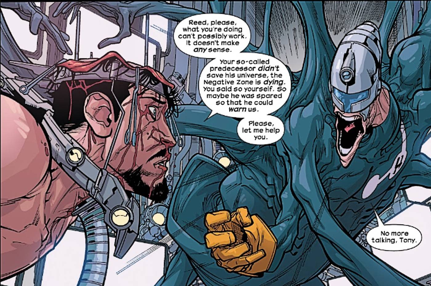 Ultimates #27, The Maker torturing Tony Stark