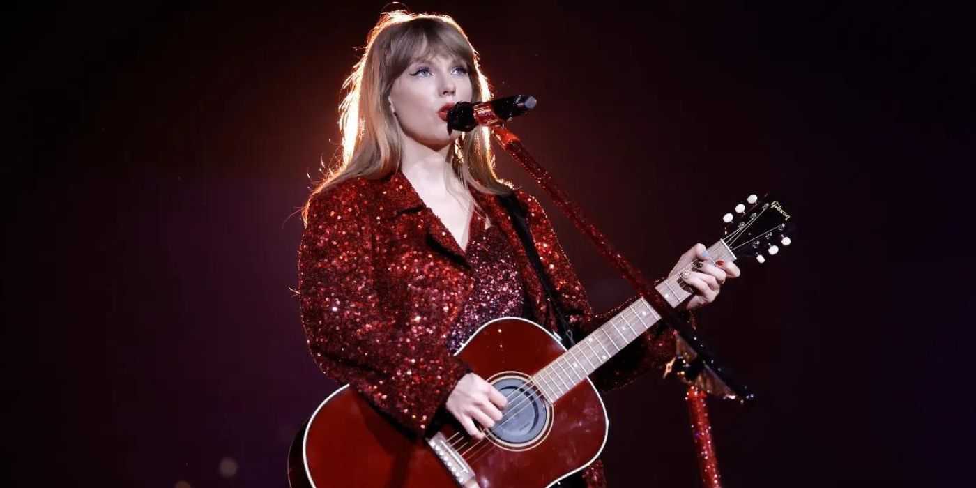 Taylor Swift играет акустическую гитару, поет