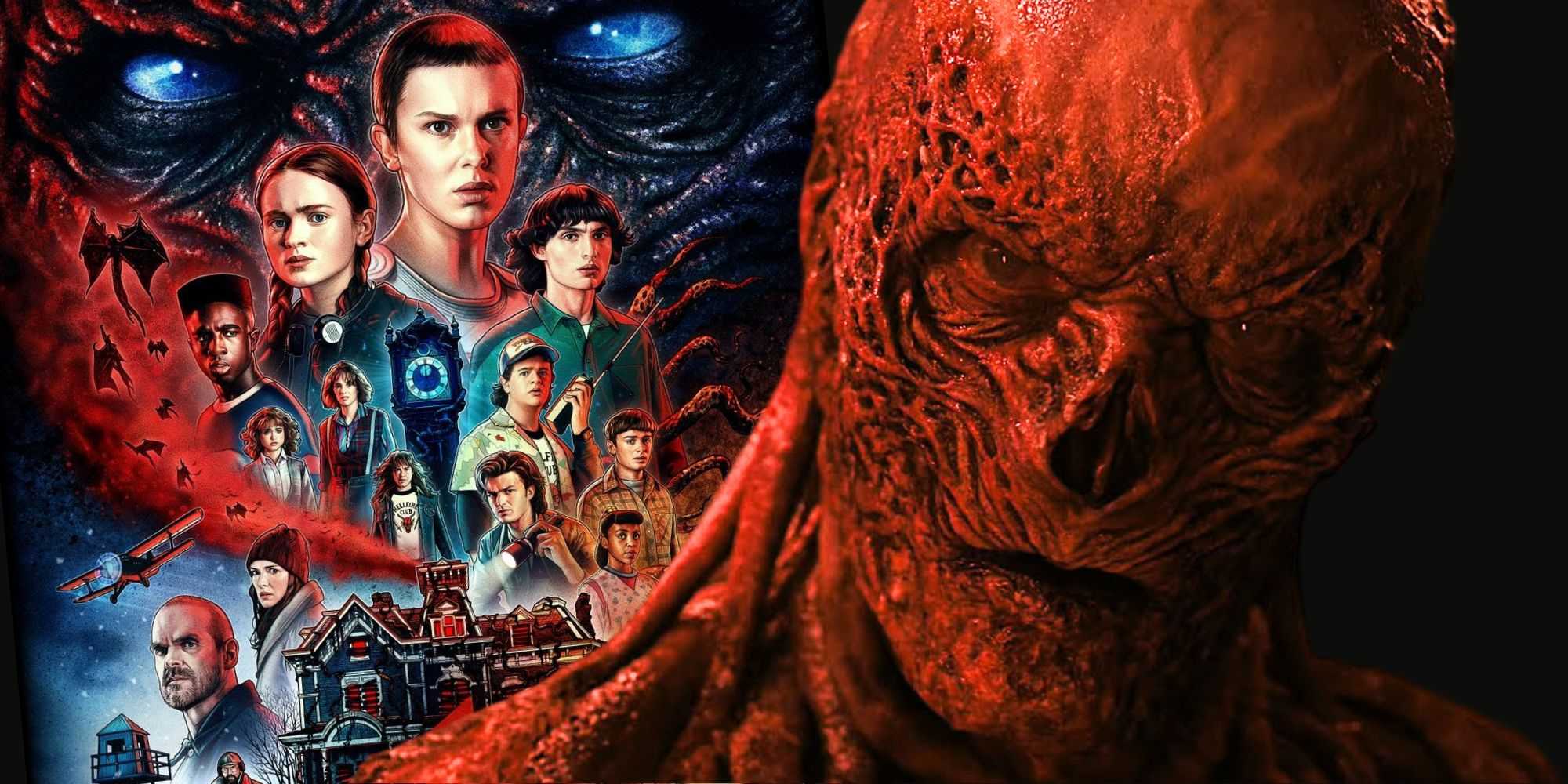 Постер к *Stranger Things* 4 на фоне крупного плана Векна