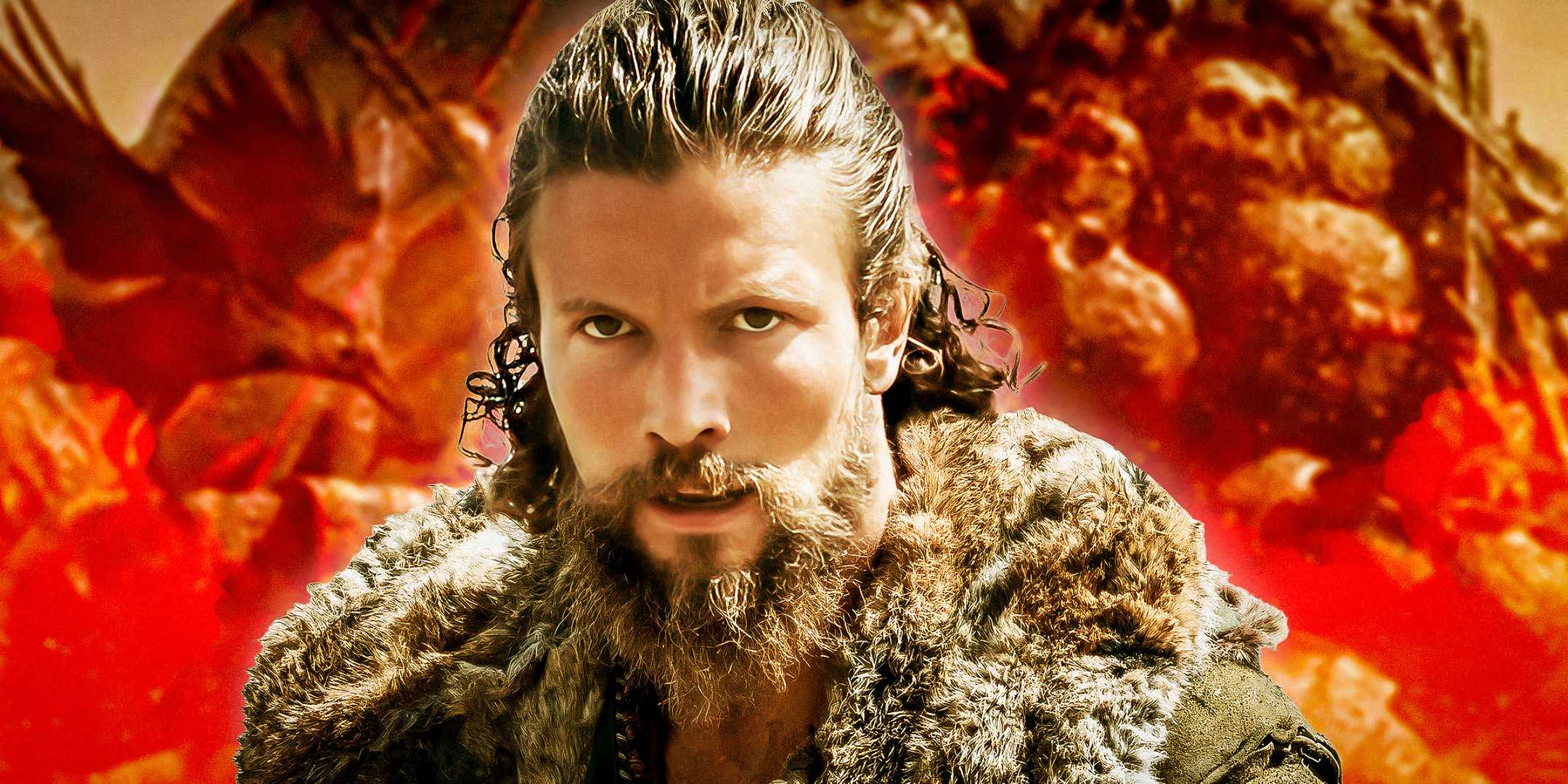 «Викинги: Валхалла» Харльд Сигурссон (Лео Сутер) с огнем на заднем плане