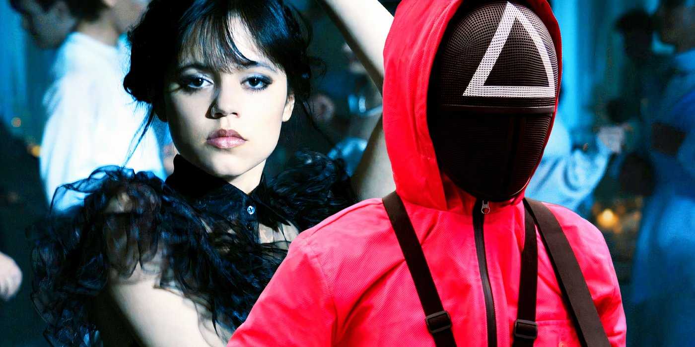 Wednesday танцует рядом с охранником из Squid Game