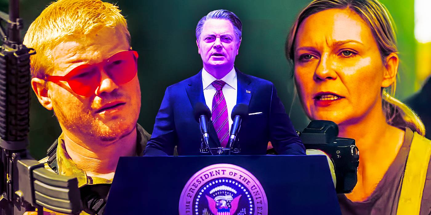 Коллаж с Jesse Plemons, Nick Offerman и Kirsten Dunst в фильме "Гражданская война"