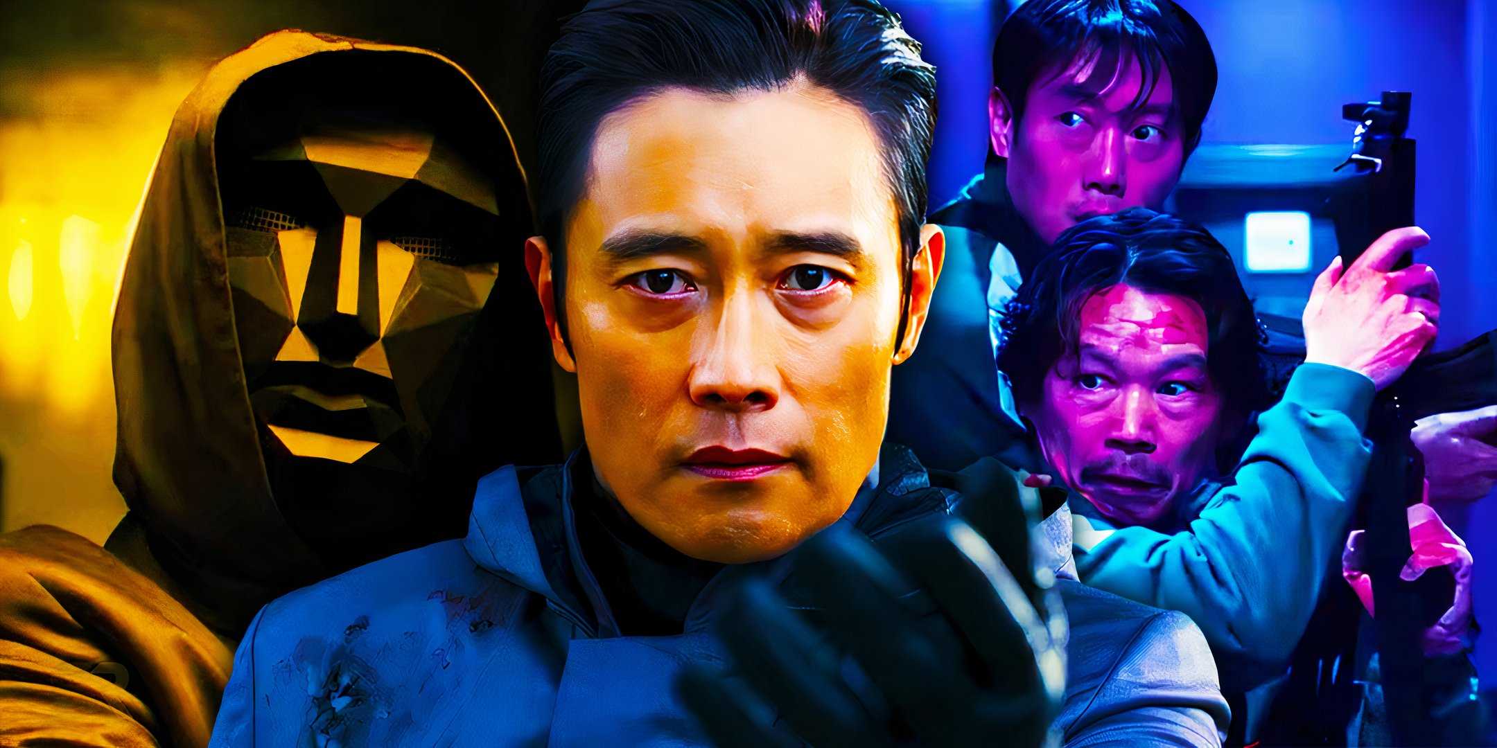 Ли Вон-хун в роли "Фронтмена" и Ли Чжун-джей в роли Ги-хуна в "Squid Game"